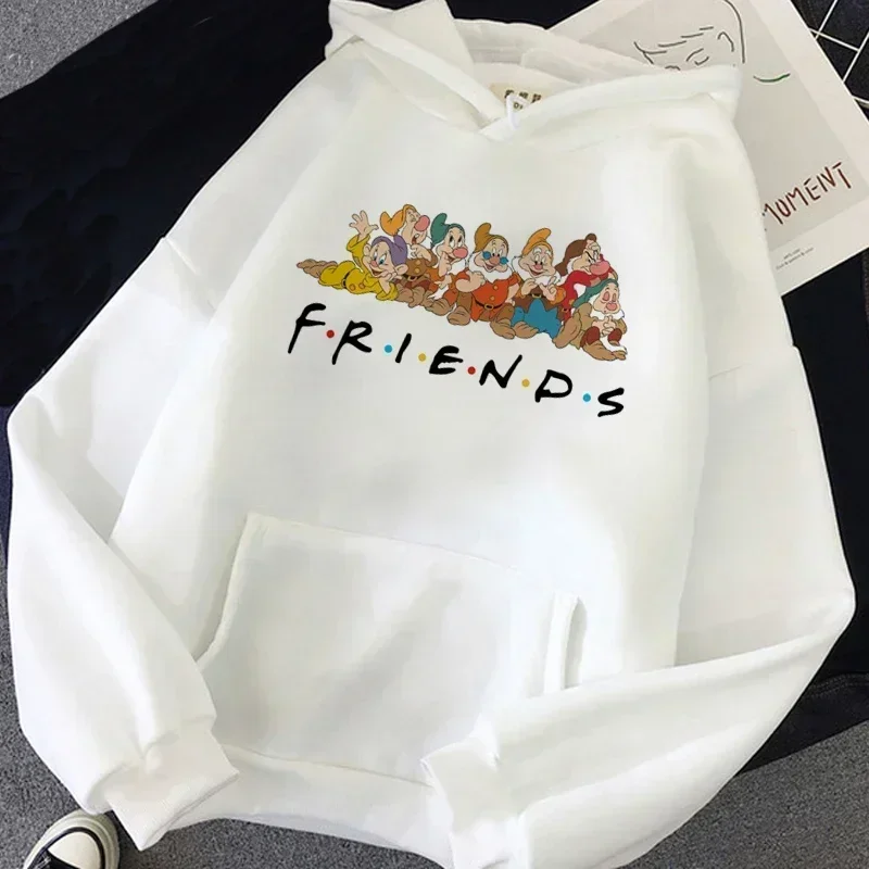 Cartoon Disney Hoodies Snow White and The Seven Dwarfs Print Hoodie Autumn Winter Long Sleeves Streetwear Women Clothing Top