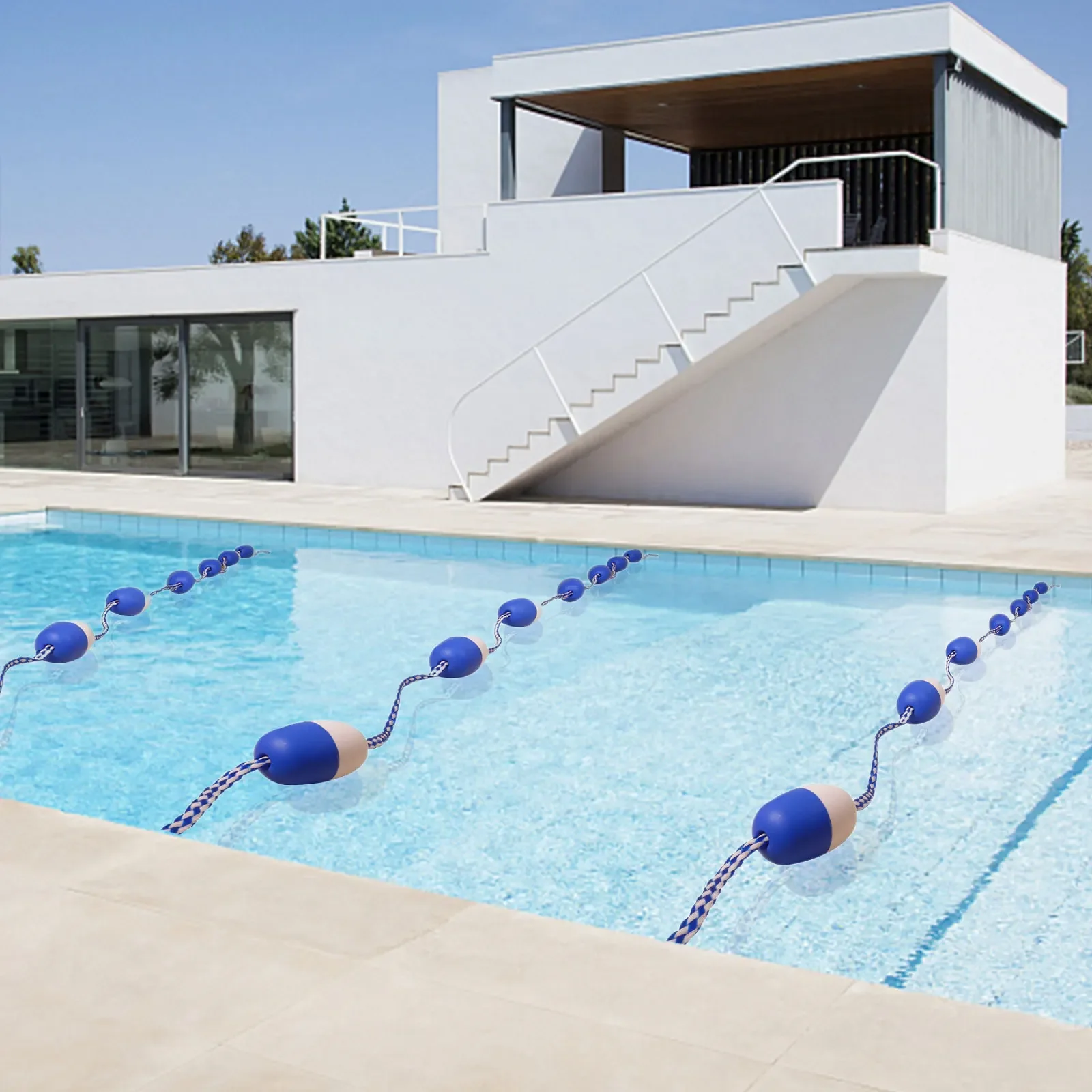

5.5m Swimming Pool Safety Separation Line with 11 Floats & 2 Swimming Pool Lane Line Rope Swimming Pool Accessories Trip alarm