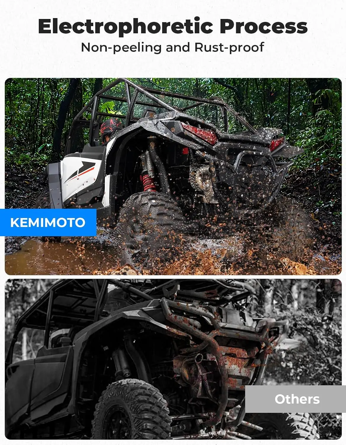 KEMIMOTO #2884514 UTV 1.5-inch Tubing Steel Rear Bumper Compatible with Polaris RZR XP 1000/ RZR XP 4 1000 2024 2025 2/4-Seat