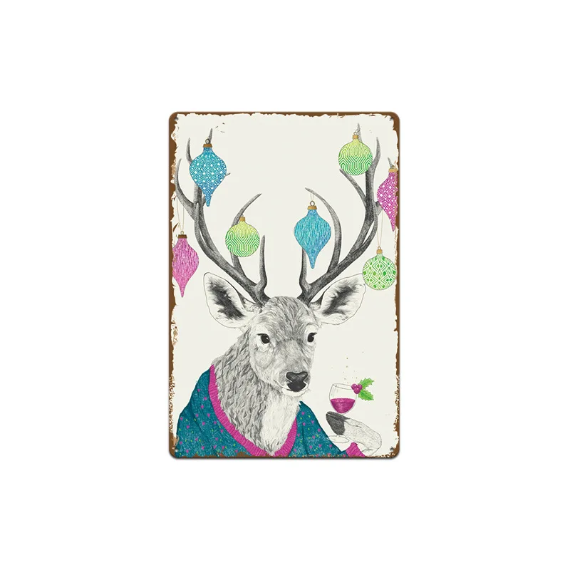 ديكور الحائط، صفيح، لوحة معلقة بدون إطار، الرنة الأمريكية، لوحة القصدير الرجعية، لوحة تزيين جدار الرنة #3