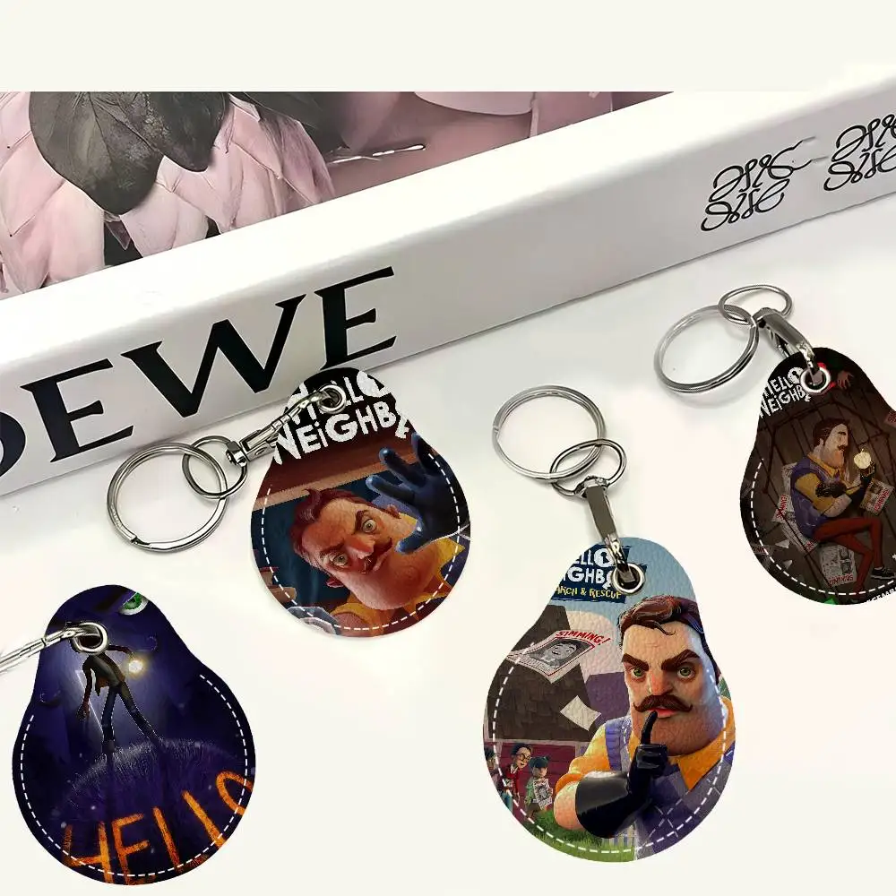 

Брелок-ключница Game HELLO N-NEIGHBOR для женщин, мини-чехол из искусственной кожи, для карт доступа, брелок для ключей, мини-значок, кольцо для ключей, бирки для дверных замков