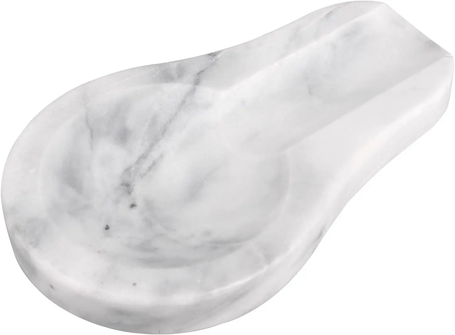 

Natural Marble Spoon Rest for Kitchen Countertop, Utensil Holder for Spatula Ladle Fork, Light Grey