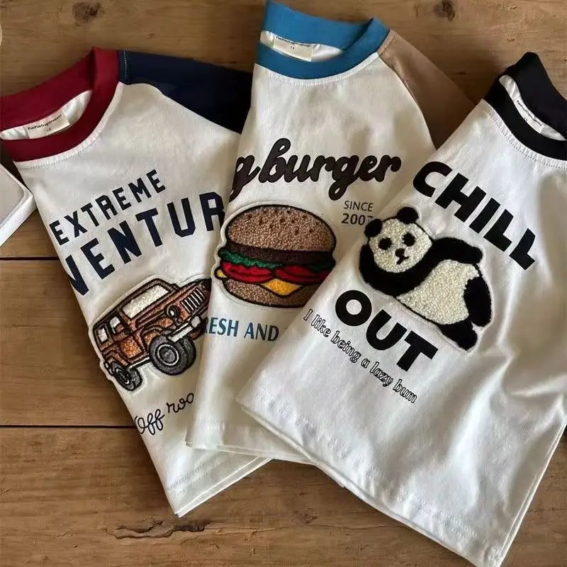 Long Sleeve Tees For Boys And Girls Cartoon Printing Round Neck Base Shirt Toddler Simple New Thin Cotton Soft Crewneck T-Shirt