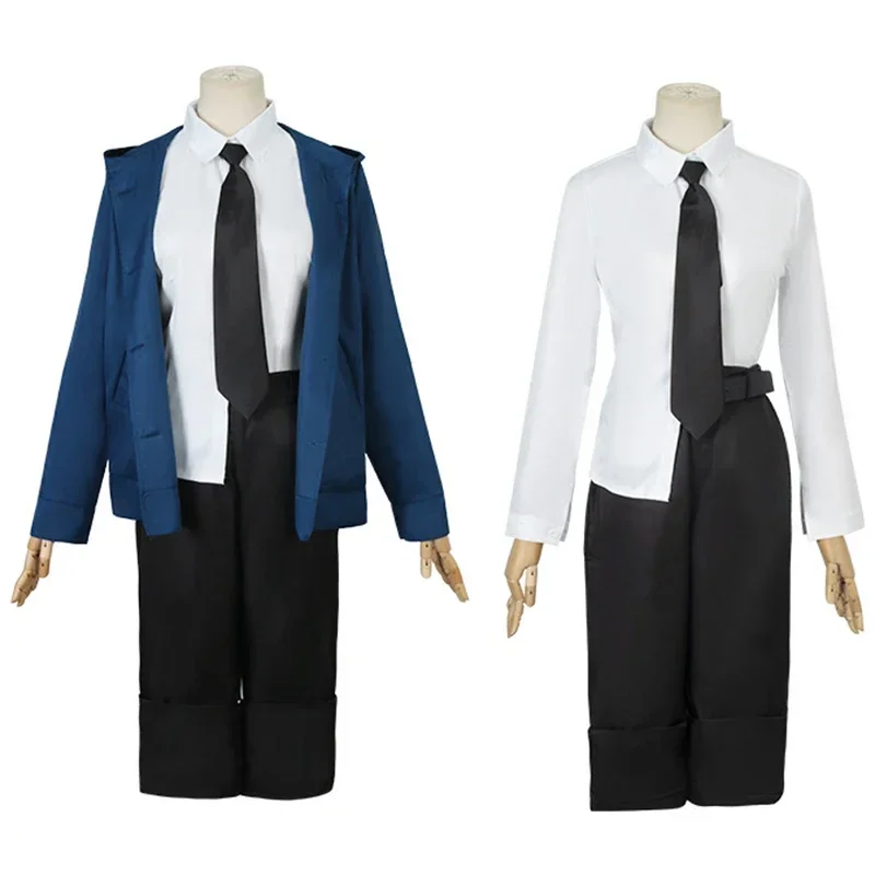 Power Cosplay Anime Chainsaw Man Power Cosplay Costume uniforme giacca blu pantaloni parrucca corno costumi di Halloween per le donne