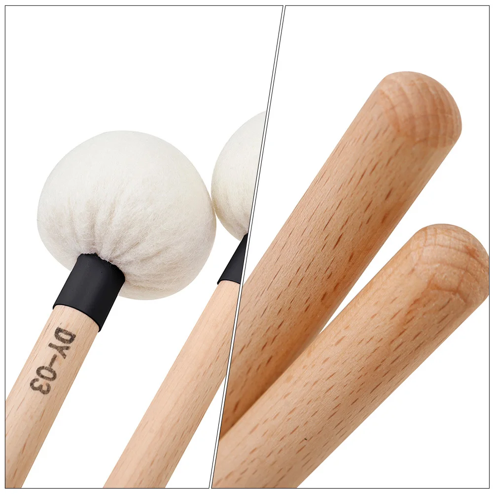 

2Pcs Durable Felt Drum Mallets Solid Wood Handle Excellent Craftsmanship Reliable Practical Percussion Instrument Accessory