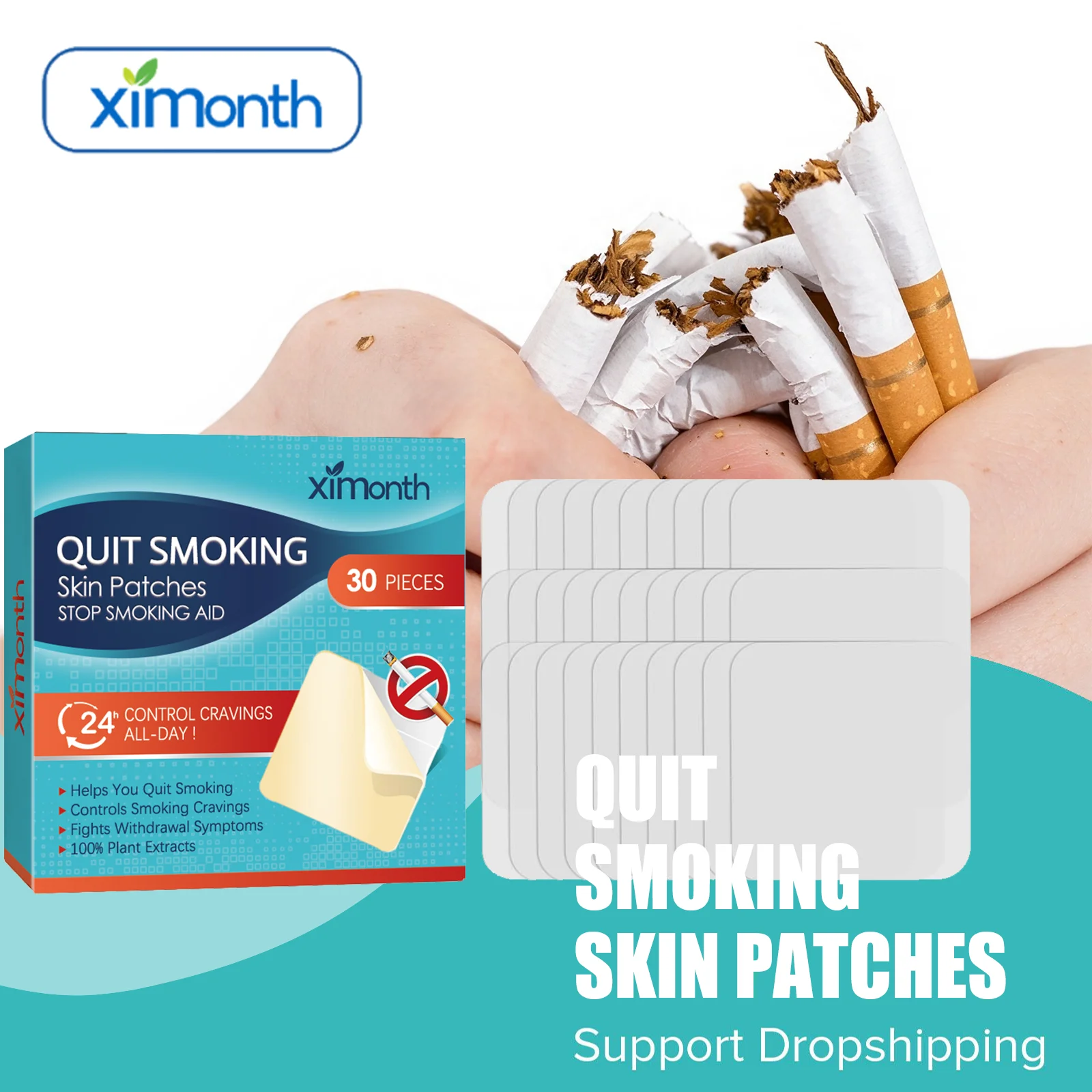 Ximonth Quit Smoking Skin Patches Reduce Smoking Cravings Ease Discomfort From Withdrawal Symptoms Nourish Respiratory System