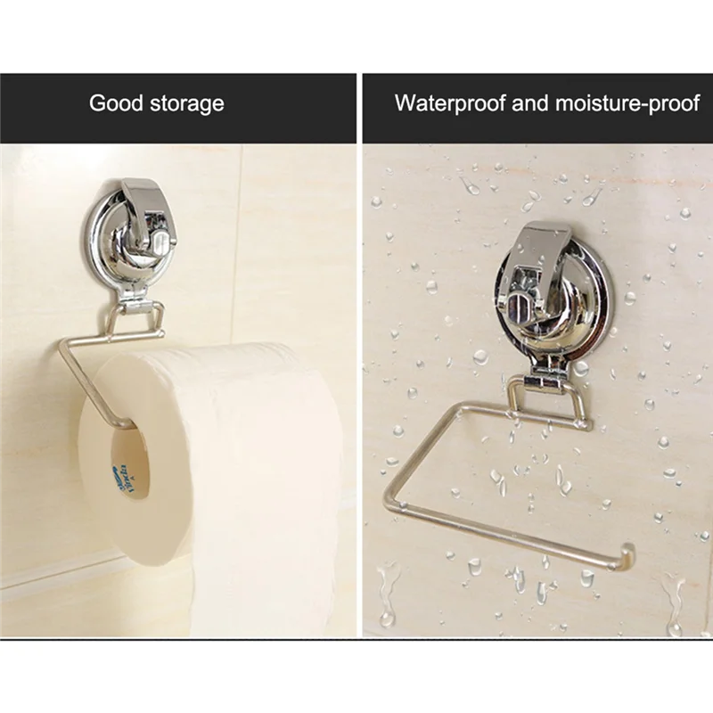 Vakuum Saugnapf Rollenpapierhalter Silber Edelstahl Tissue Rack Badezimmer WC Toilette Wandmontiertes Lagerregal LYZ