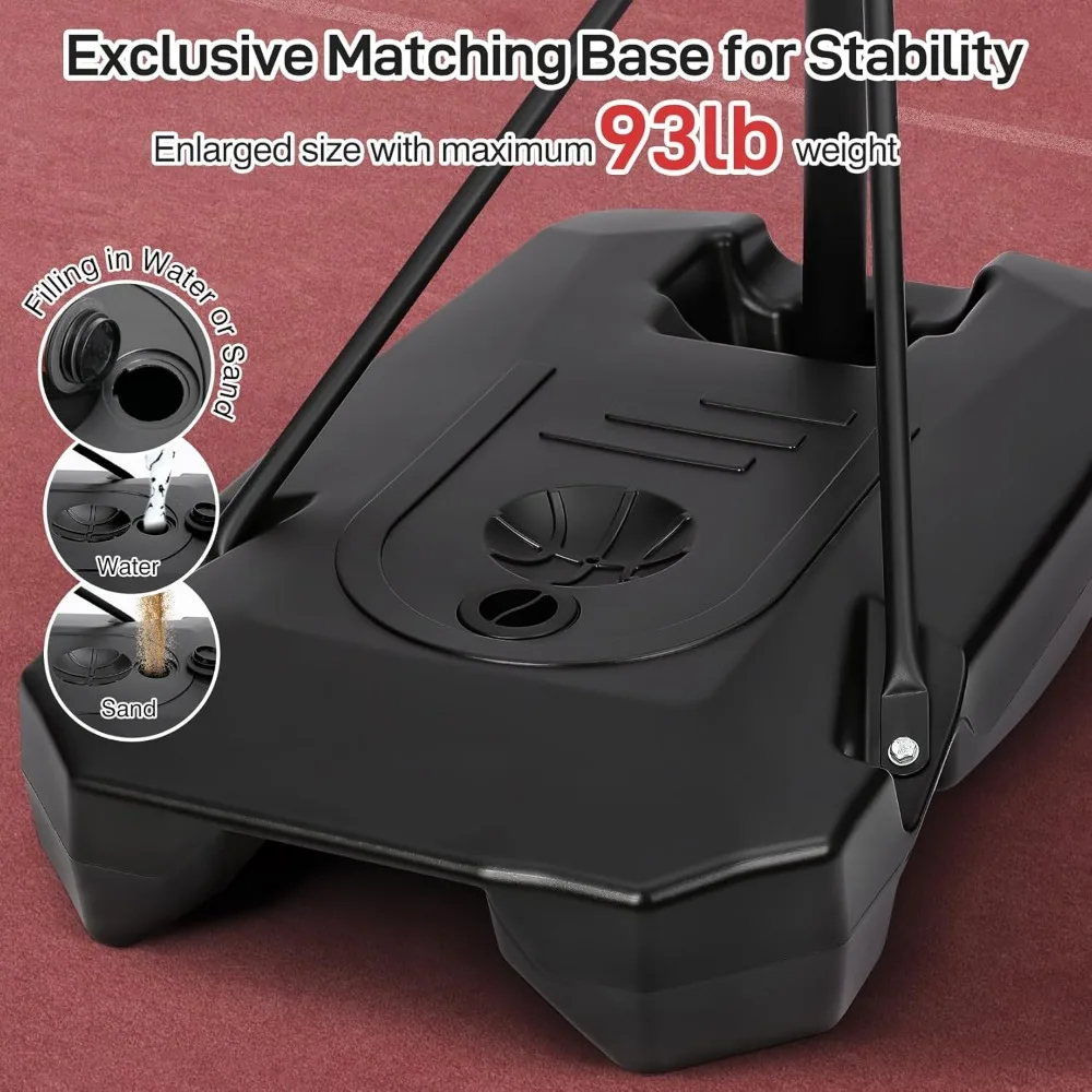 Регулируемое портативное баскетбольное кольцо для детей, подростков и молодежи — баскетбольные ворота на заднем дворе на открытом воздухе, плата за 4,82–8,53