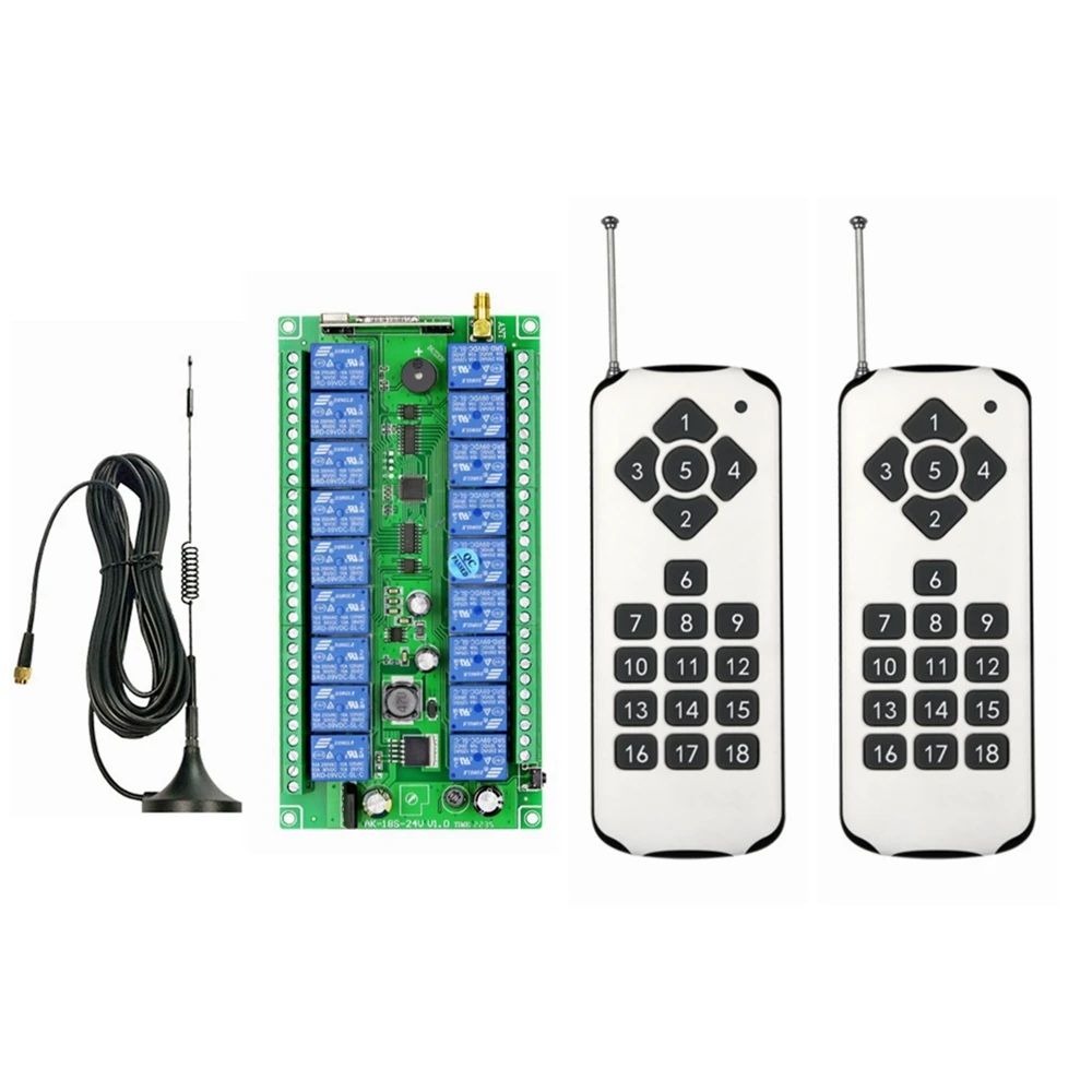 

18-Channel RF Wireless Remote Control Switch Wide-Voltage DC 12V 24V 36V For Home Decor LED Lighting Motor Control