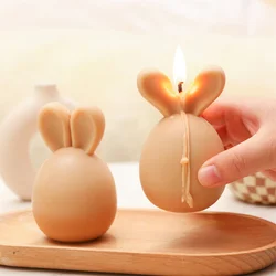 3D Easter Egg Candle Silicone Mold Bunny Eared Egg Molds for Candle Making Chocolate Mould Easter Gifts Tools Home Decor