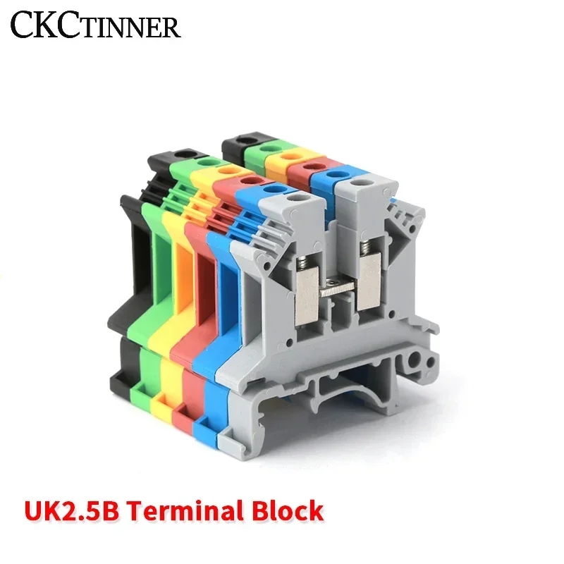 5PCS DIN Rail Terminal Block UK2.5B Screw Clamp Connector 800V 32A UK2.5N 2.5mm Square Universal Screw Connectors Terminal Block