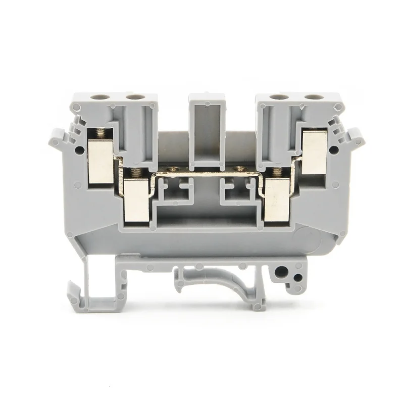 10Pcs UDK4 DIN Rail Terminal Block 4mm², 2 In 2 Out Screw Type With Copper Contacts & Flame Retardant Housing (32A 690V)