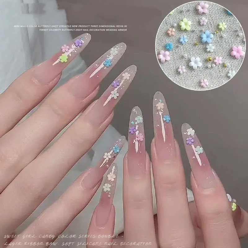 

1 коробка, красочные лепестки для резьбы, подвески для ногтей, аксессуары для украшения цветов, детали для ногтей, принадлежности для DIY, женский дизайн ногтей