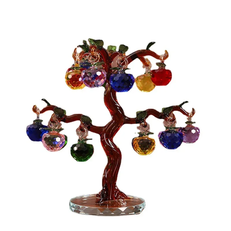 Crystal glass crafts, apple tree ornaments, gifts, colored peace fruit decorations, crystal tree home decorations