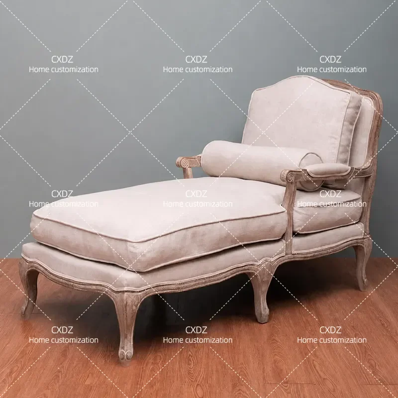 American Antique Solid Wood Chair Single Recliner Sofa for Living Room Bedroom Wedding Balcony