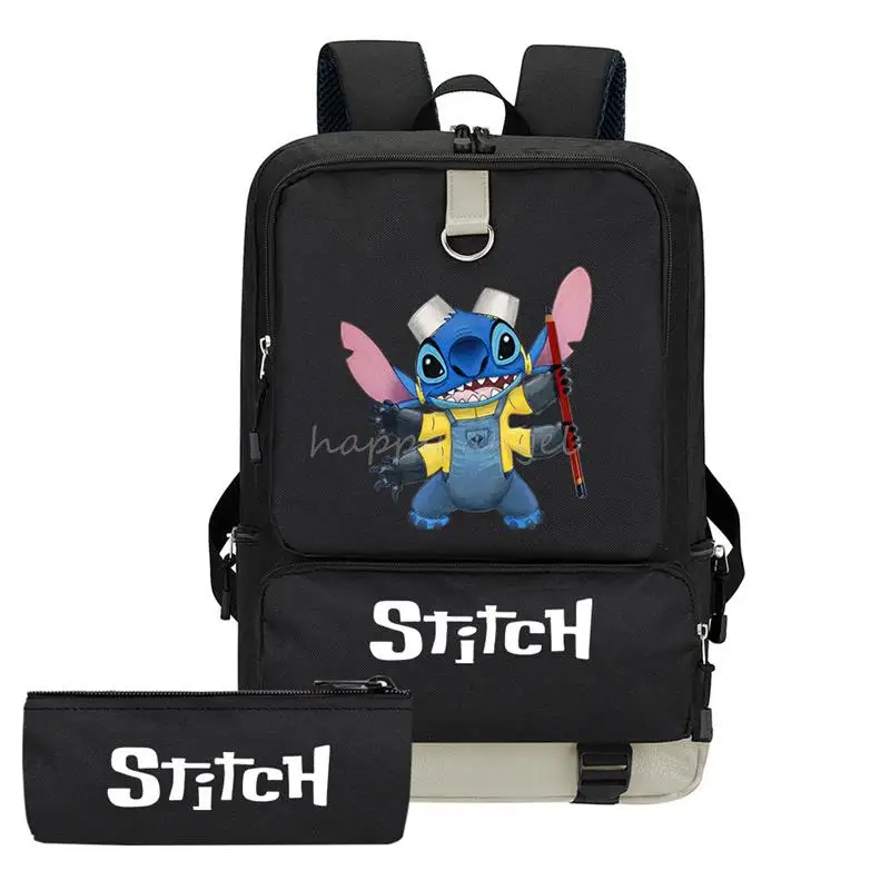 MINISO-mochila de Disney Stitch para hombre y mujer, morral escolar informal para adolescentes, bolsas impermeables para puerta exterior de ordenador portátil, ideal para regalo