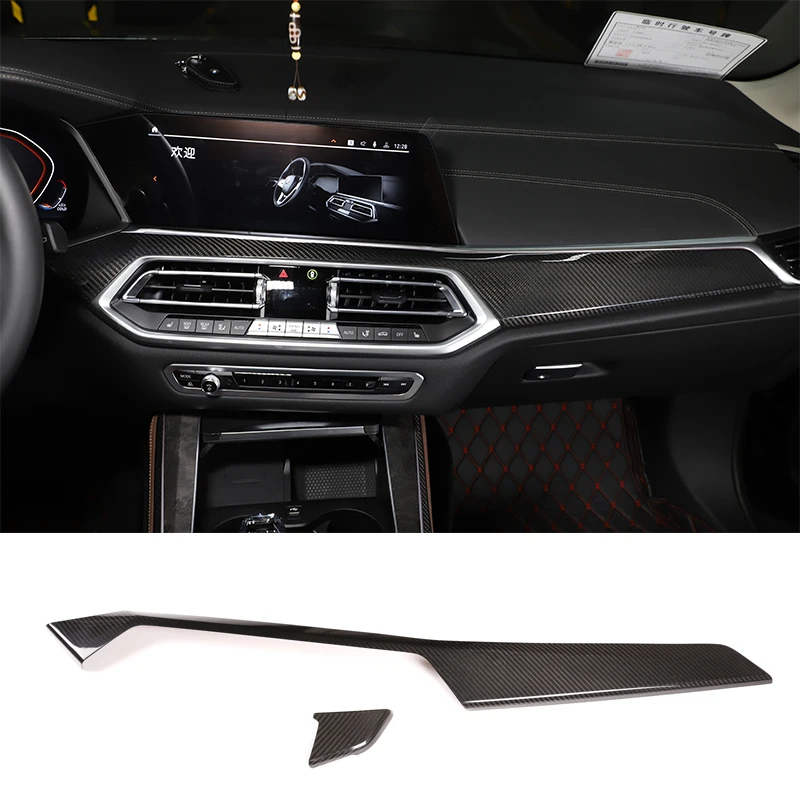 

For BMW X5/X6/G05 G06 G07 2019-2022 Central Control Decorative Panel Dashboard Decorative Panel Auto Parts True Carbon Fiber2pcs