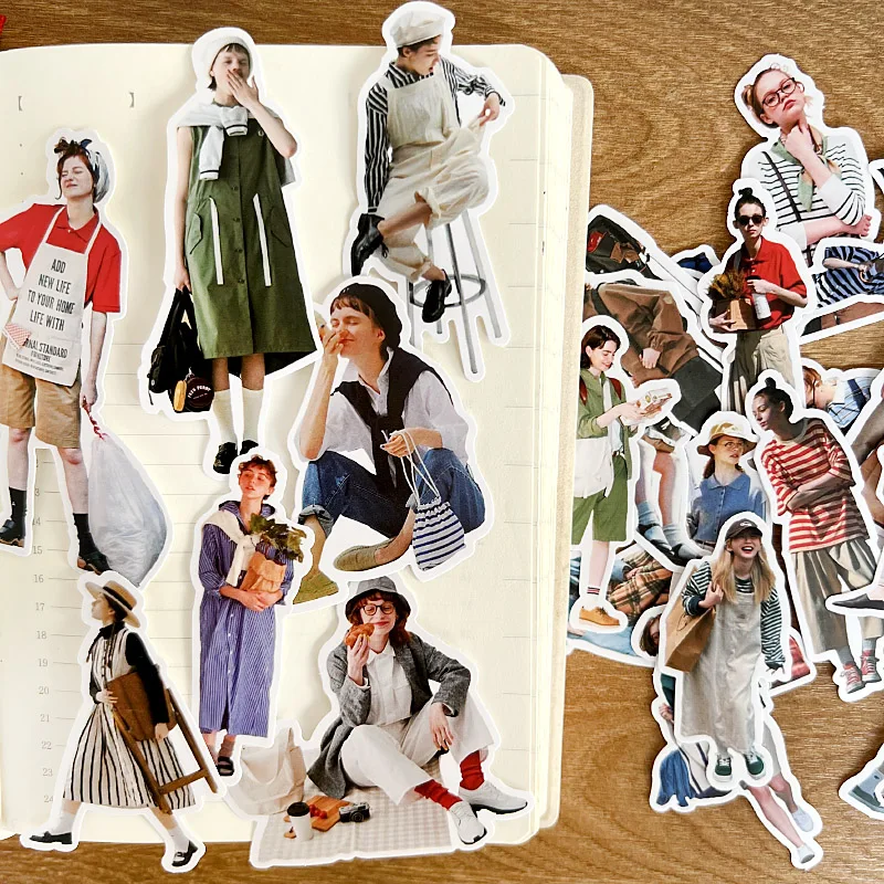 26pcs cute fashion women\'s magazine stickers hand-held account diary collage material stationery diy waterproof