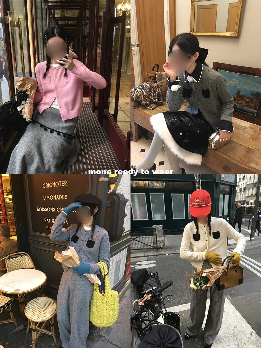 

MONA 100 Wool Knitted Cardigan Women's Fashion Design Casual Style Long Sleeve Loose Fit Autumn Winter New Arrival