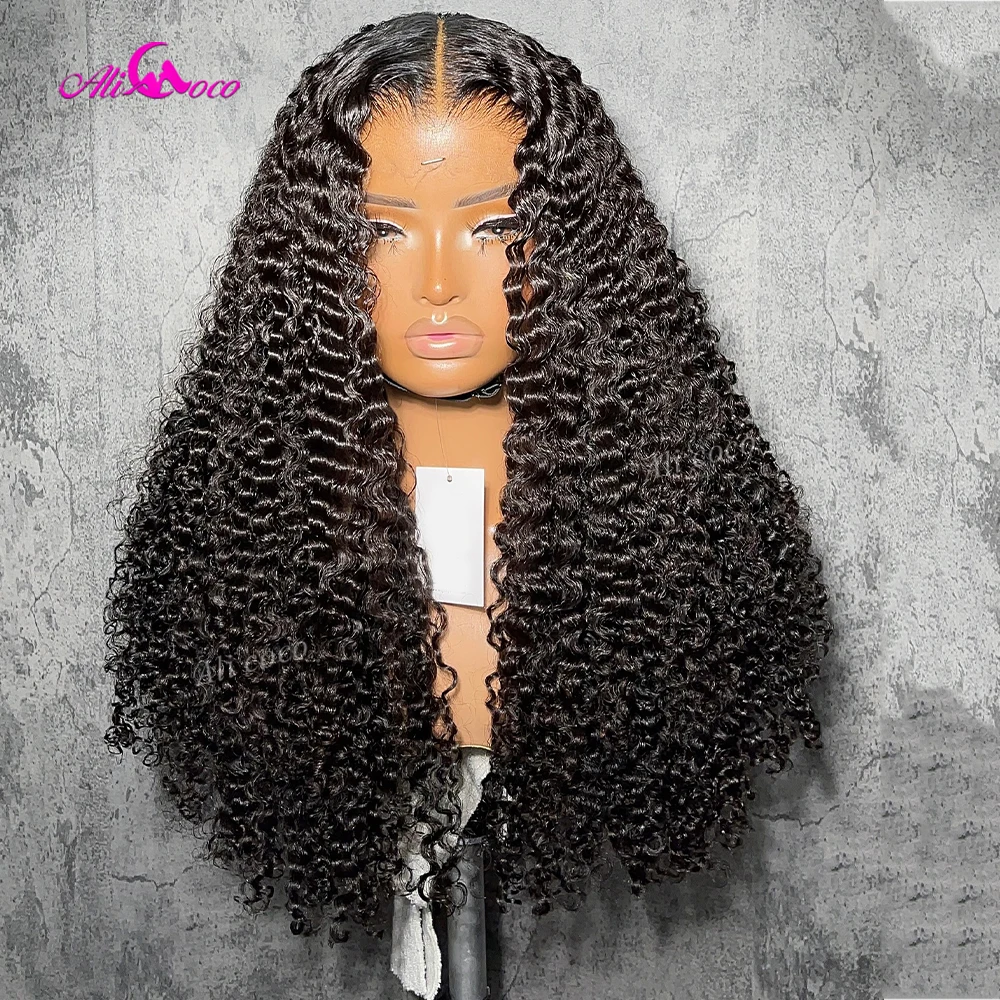 15A 200 Density Burmese Curly Natural Black Color Transparent HD Real Human Hair Drawstring Glueless Wigs Pre Plucked Lace Front