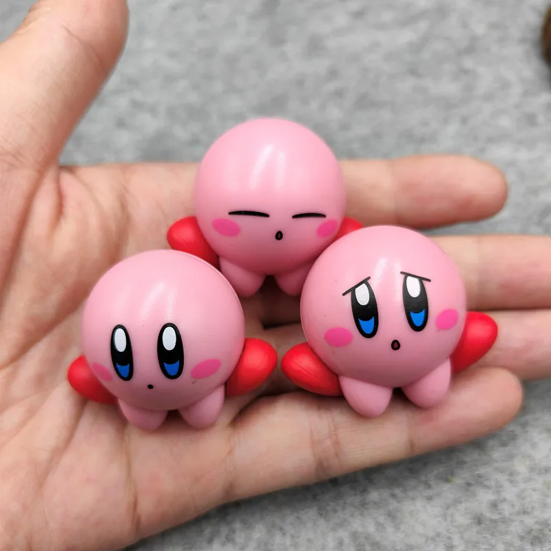 Cute Car Interior 3cm Mini Kawaii Kirby Anime Cartoon Figure ornamenti Desktop Toy Collection Decor regali di compleanno per bambini