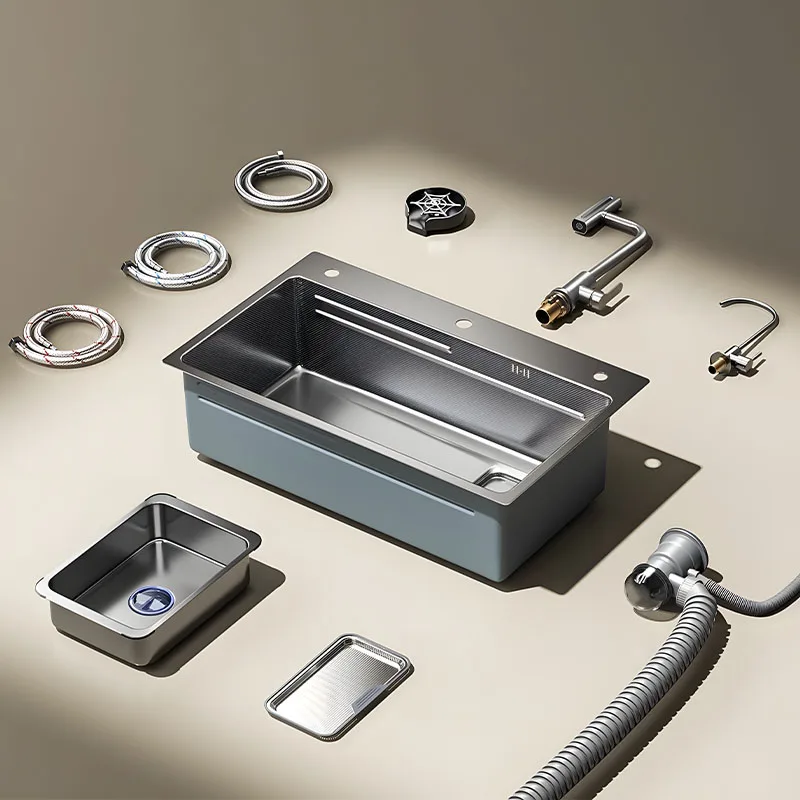 Home Use 800*460mm Kitchen Multifunctional Sink Slag collection net Dual-track design Extra-large capacity Rectangular Deep Sink