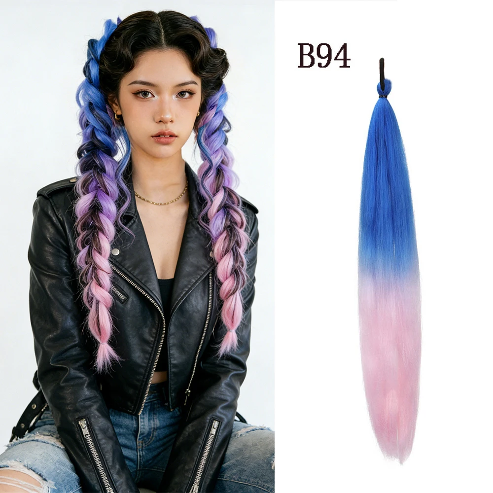 

Ponytail Extension with Rubber Band Long Straight DIY Synthetic Braided Pony Tail Hairpiece Women Headwears AccessoriesY2K Kpop