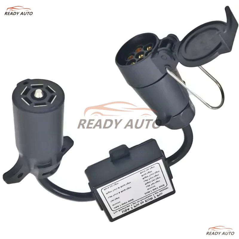

Auto Trailer Light Connector USA To EU Truck Lamp Converter US 7Way Blade Socket To Euro 7Pin Round Plug Adapter Vehicle Linker