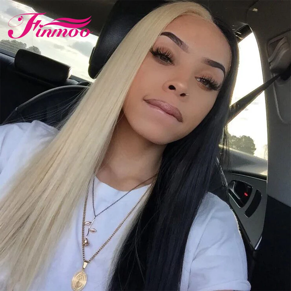 613 Blonde Lace Front Human Hair Wigs Oreo Colored Wig Half Blonde Half Black Braziian Human Hair Pre Plucked Wigs For Woman