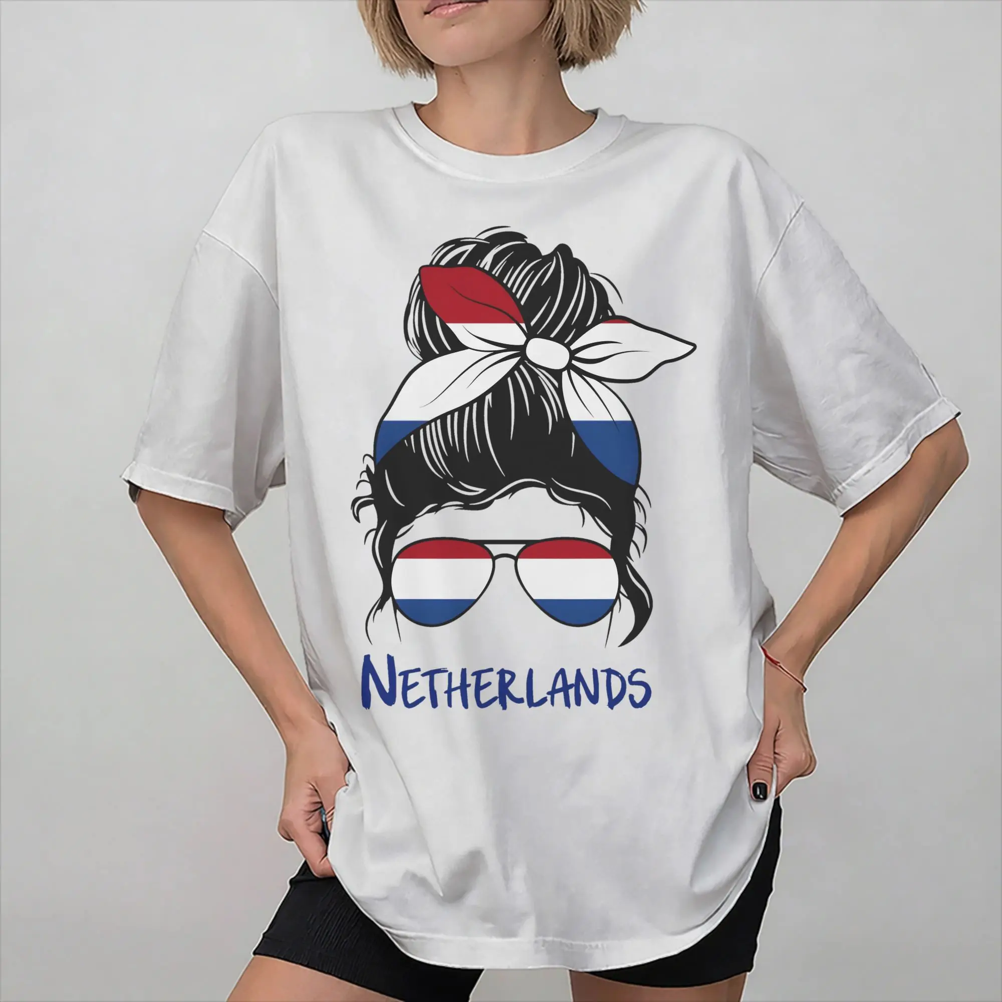 Printed Netherlands girl Netherlands Flag T Shirt for Men Women  Pure Cotton Tee Shirt Short Sleeve Tops
