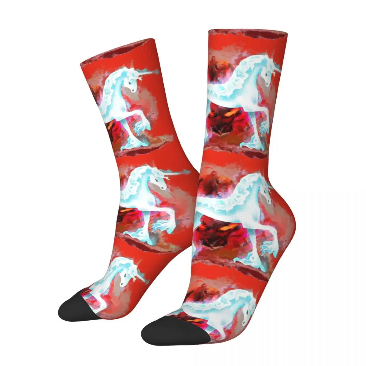 Happy Funny Men's compression Socks The Last One Retro Harajuku The Last Unicorn Peter S. Beagle Magic Street Pattern Crew Sock