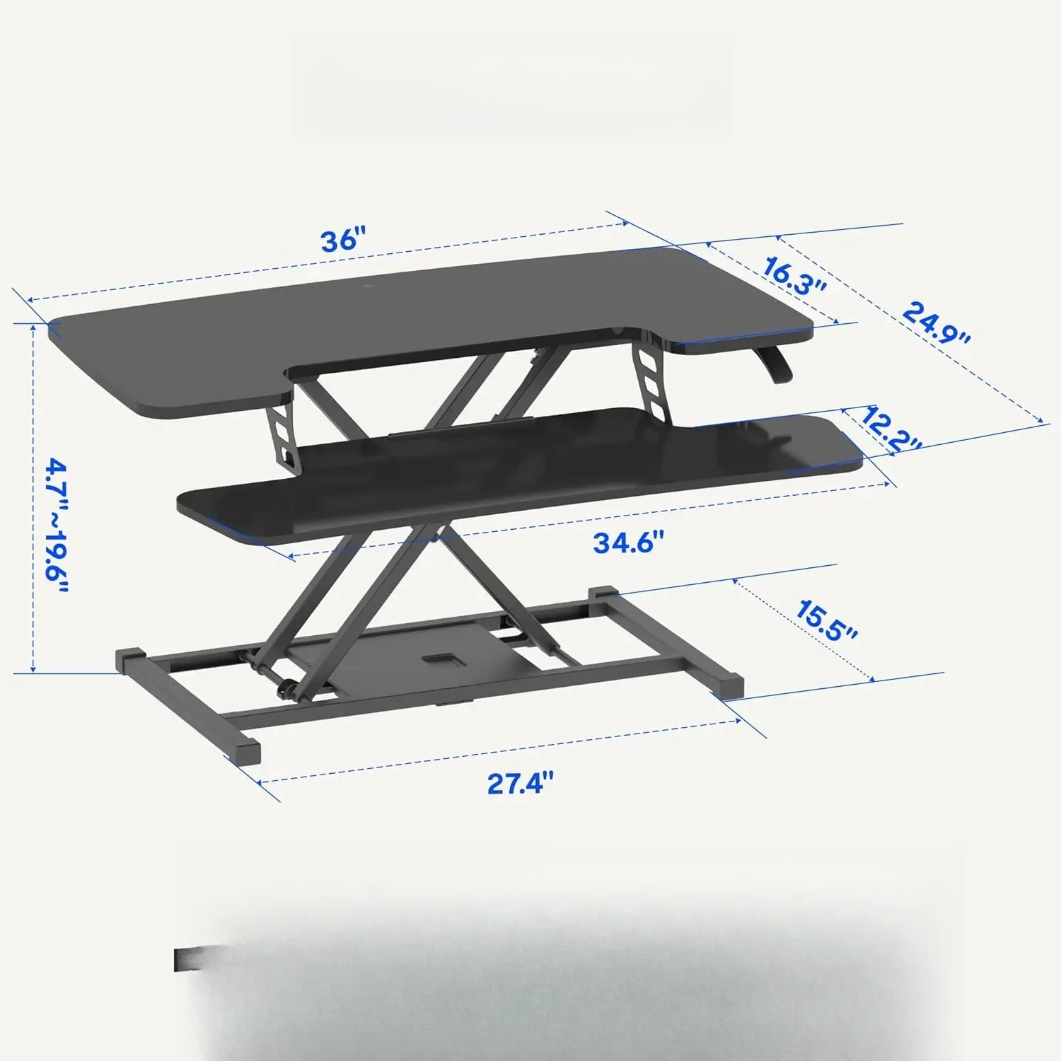 36-inch Standing Desk Converter Height Adjustable Sit to Stand Up Workstation, Dual Monitor and Laptop Riser with