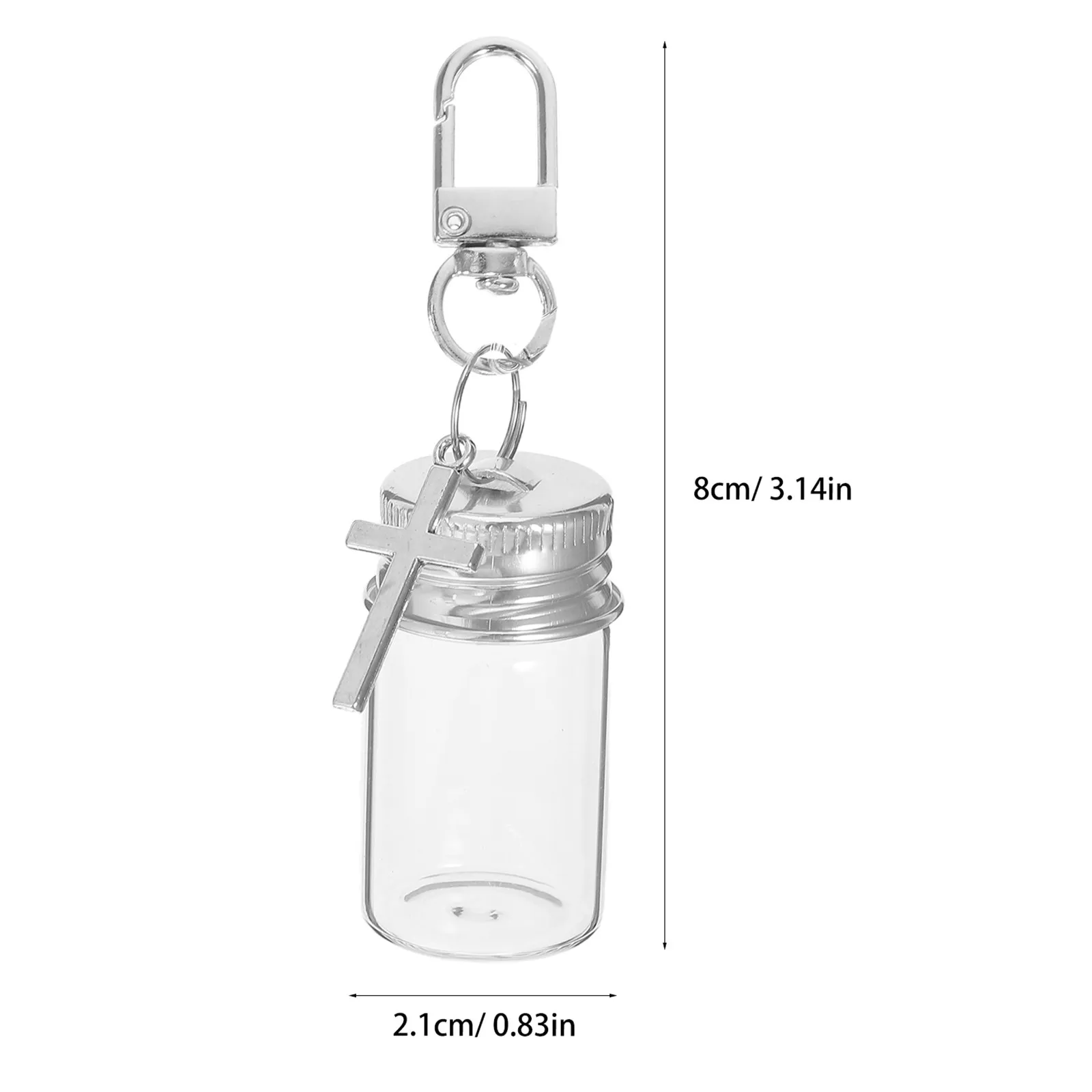 6Pcs Portable Clear Holy Water Vial 7Ml Communion Cross Glass Container Keychain Baptism Favor Wedding Church Guest Souvenir