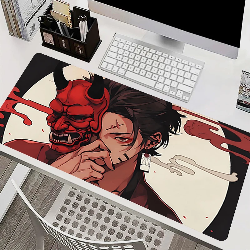 Hot Anime Mouse Pad Cool Gaming Accessories Varmilo Keyboard Pad Office Computer Gamer Desk Mat HD Print Devil Oni Mask Mousepad
