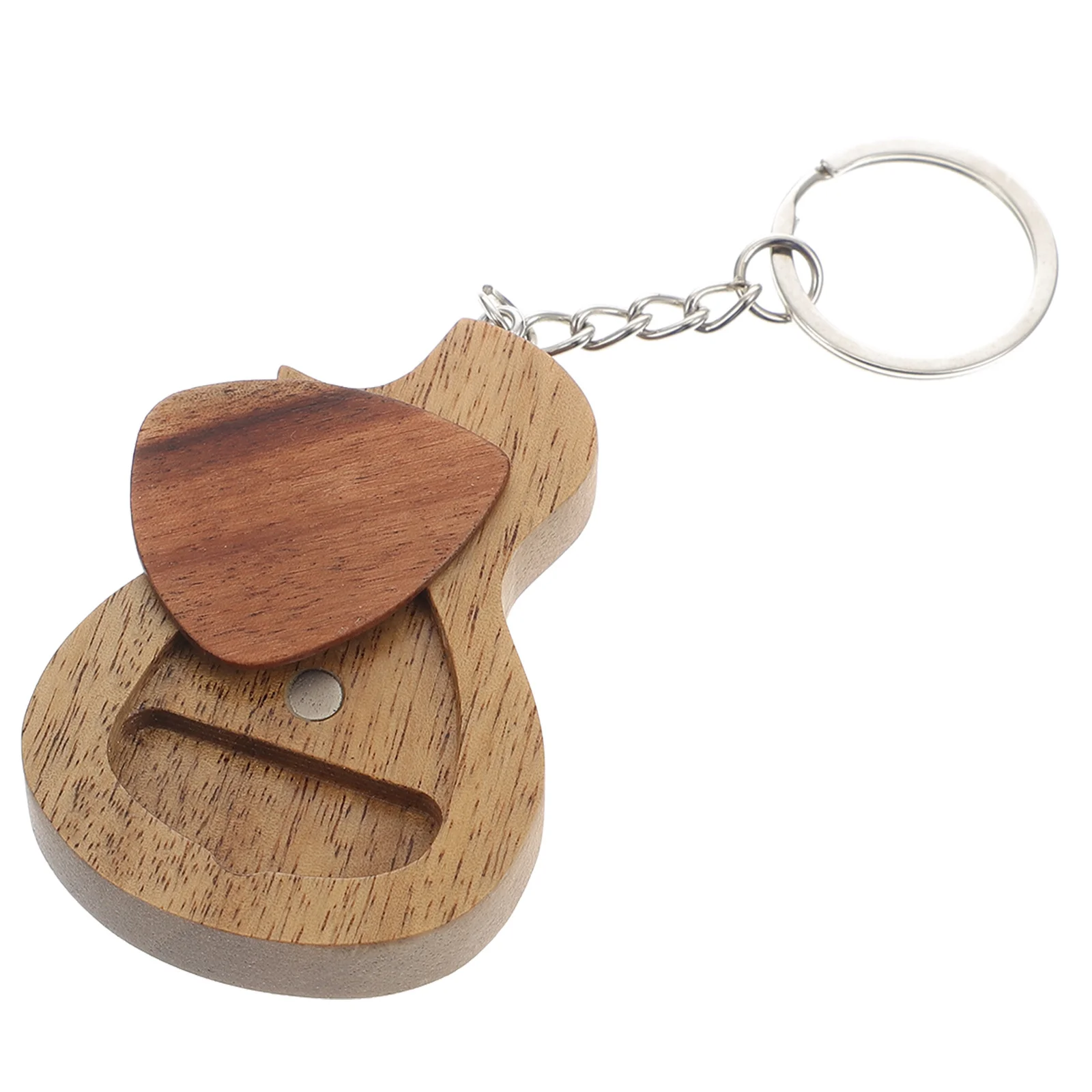 

1Set Wooden Guitar Plectrum Keychain Storage Box Durable Creative Design Comfortable Gift Guitar Pick Keychain