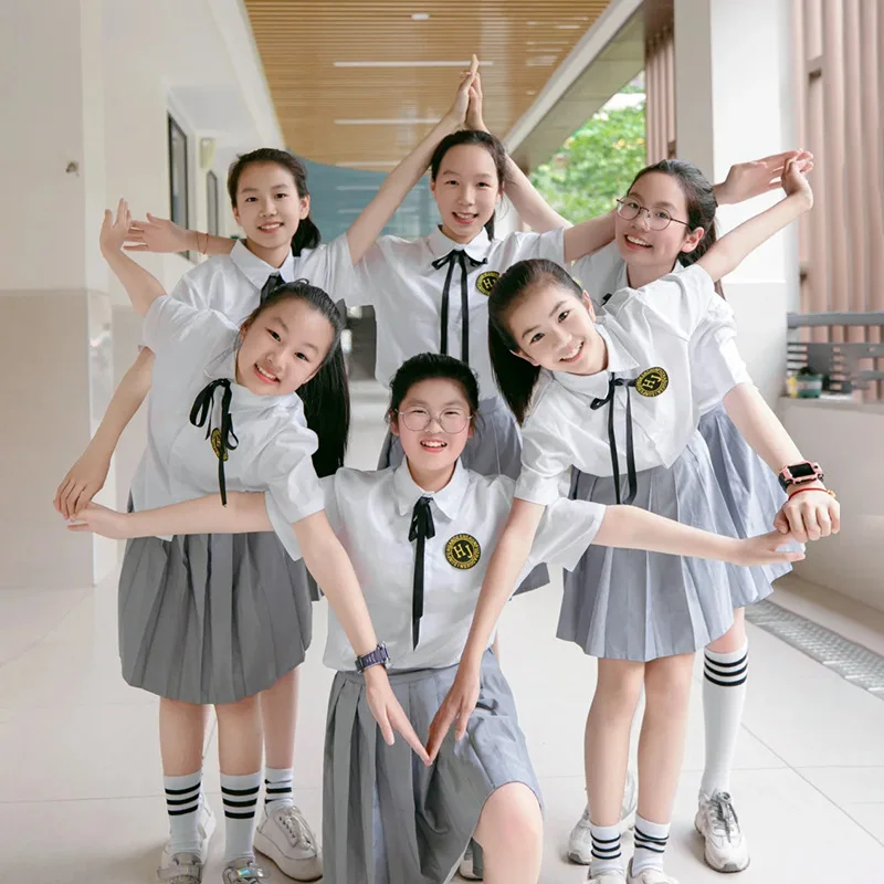 JK College Style White Shirt Uniform Set For Students, Suitable For Graduation, Chorus, Recitation And Daily Campus Class Wear
