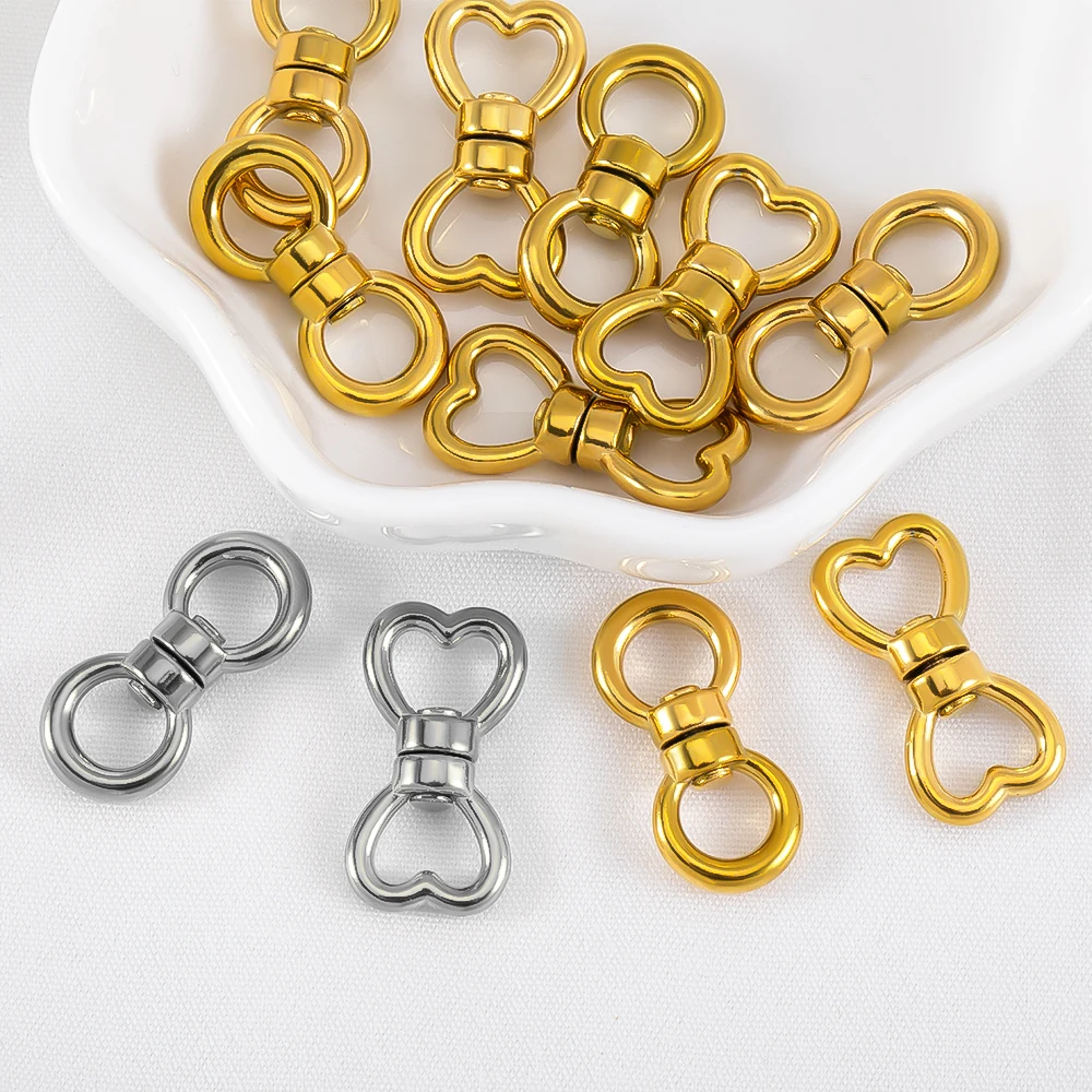 1/2/5Pcs Stainless Steel Heart Rotating Buckle Keychain Chain Connectors For DIY Jewelry Making Necklace Accessories Findings view 4
