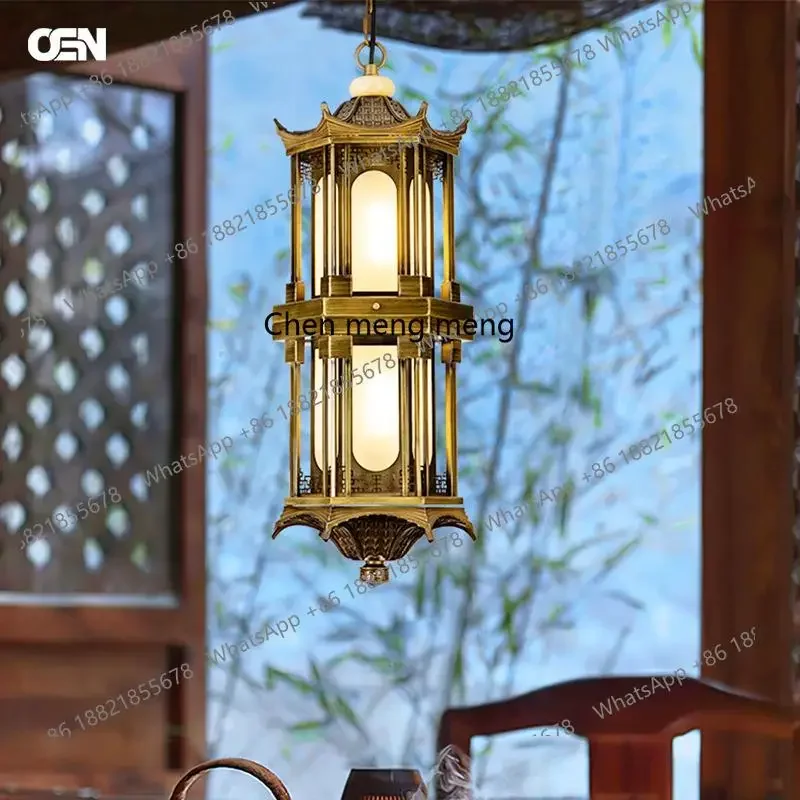 

New arrive New Chinese outdoor Chinese chandelier gazebo waterproof courtyard gate outdoor villa antique corridor balcony light