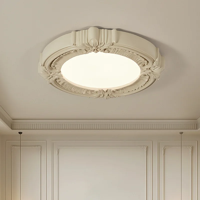 

French Style Carve Resin Ceiling Lights Retro Design Study Balcony Master Bedroom Hotel Artistic Decor Cafe Parlor Ceiling Lamps