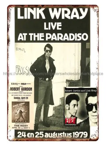 room decor 1979 Link Wray Paradiso Concert Poster Group metal tin sign sign