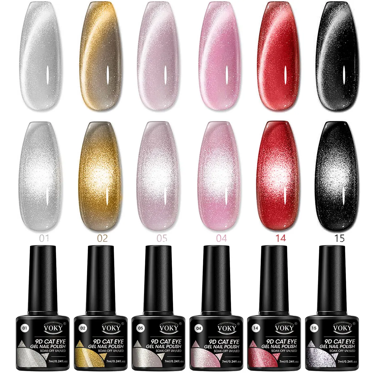 

6pcs Cat Eye Gel Nail Polish Set，Spring Shimmer Glitter Gel Polish，UV with Magnet Nail Art DIY Manicure Gift for Women