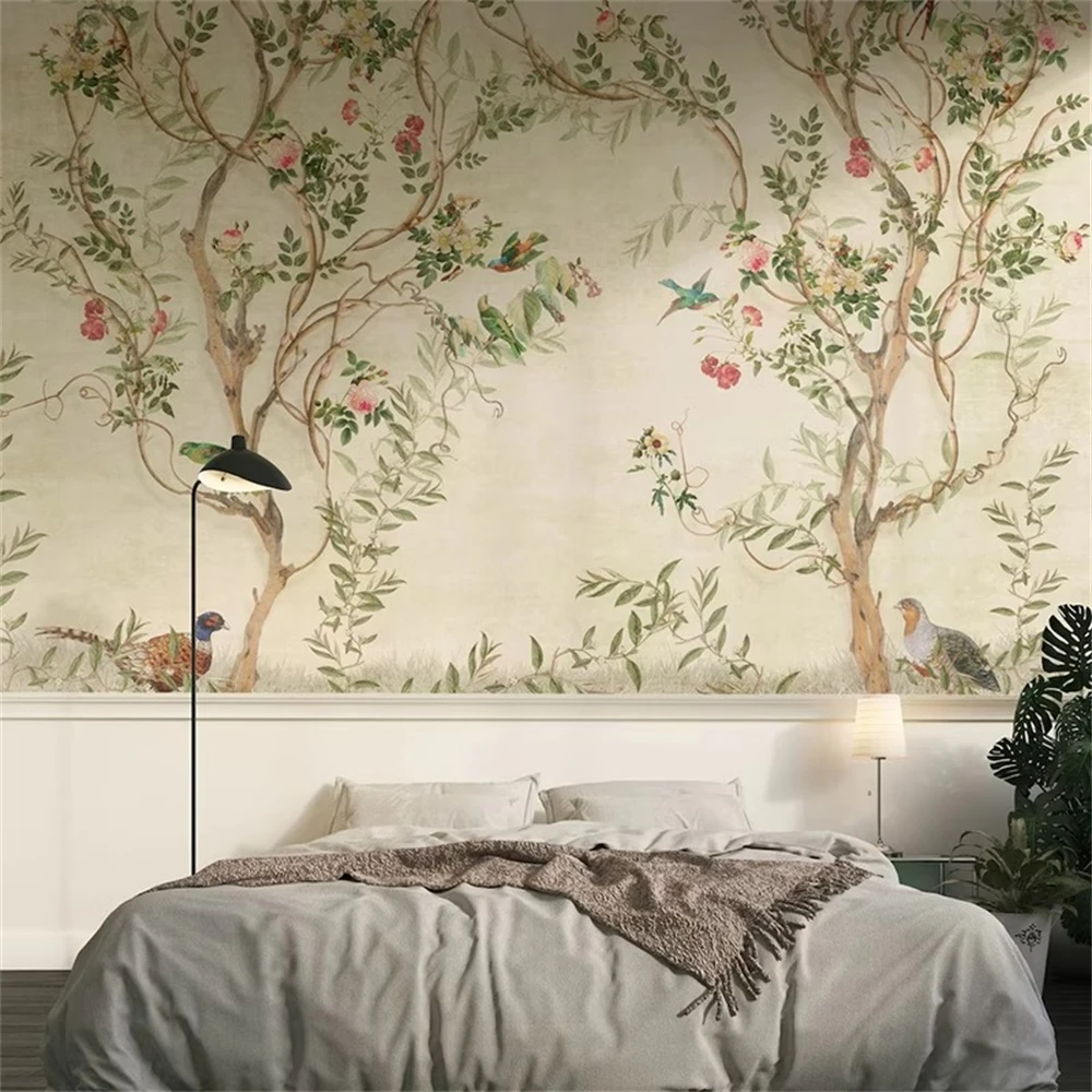 Пользовательские современные минималистичные желто-зеленые обои с листьями для стен спальни, деревянная фреска, 3D обои, фон, украшение дома