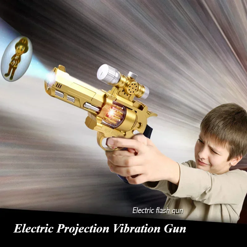 Children Electric Sound Light Flash Toy Gun Vibrating Projection Fake Pistol No Bullets Safe Cool Birthday Gift for Boys Kids