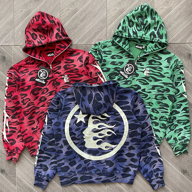 Sudadera con capucha HS Cheetah con cremallera en morado, verde y rojo