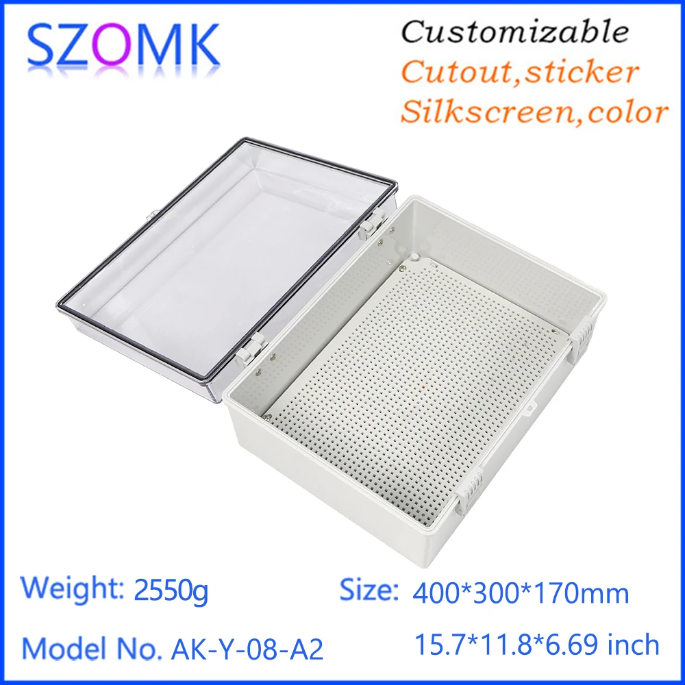 400x300x170mm Wall Mounted Enclosure Moulded Premium Series Abs Polycarbonate Enclosure With Hinge Locking Latch Clear Cover