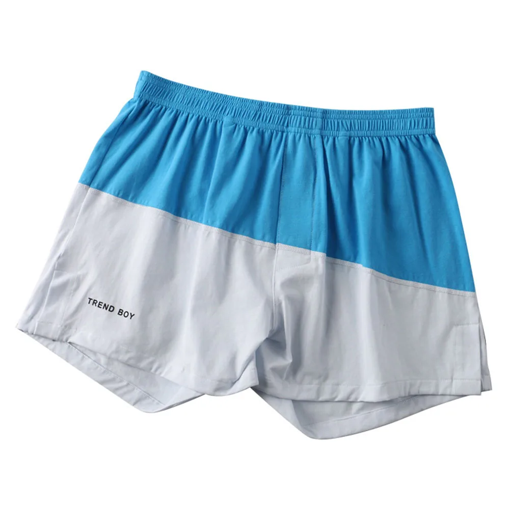 Mens Sexy Colorblocking Boxer Briefs Middle Waist Underpants Loose Panties Home Wear Casual Shorts Breathable Underwear