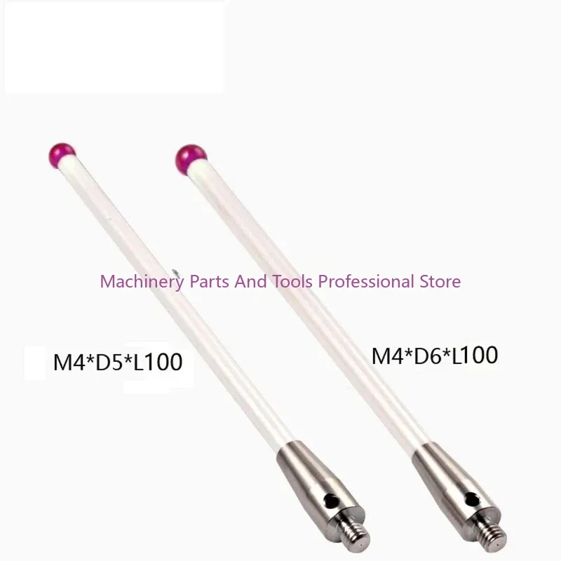 1pc 5/6mm OD M4 L100 threadruby Head Ceramic Styli Rod 3D Three Dimensional Gauge Meter Coordinate Measuring Machine CMM Tip Pro