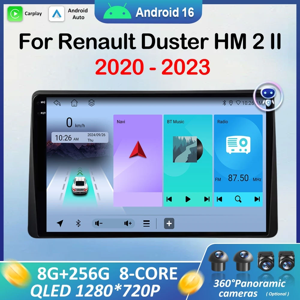 

GPS 10.1 inch for Renault Duster HM 2 II 2020 2021 2022 - 2023 Android 16 Split Screen Carplay DSP Stereo Autoradio Head Unit