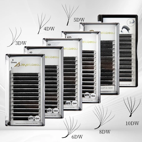 Imagen 1 del producto Extensiones de pestañas en forma de W JB Jeyelabeau, pestañas postizas 3D/4D/5D 6D/8D, pestañas postizas de imitación de visón, pestañas prefabricadas, ventiladores de volumen C/D 0,07