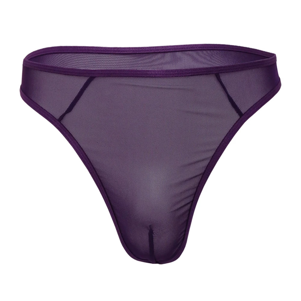 

Sexy Gay Underwear Men G-string Thongs Man Transparent Ice Silk T-pants Solid Low Waist U Convex Pouch Underpants Cuecas